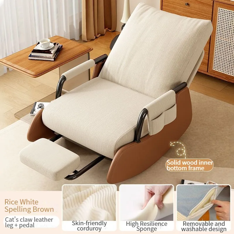 Comfy Rocking Chair, Folding Lounge Chair with Footrest - Image 5