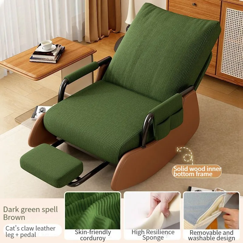 Comfy Rocking Chair, Folding Lounge Chair with Footrest - Image 6